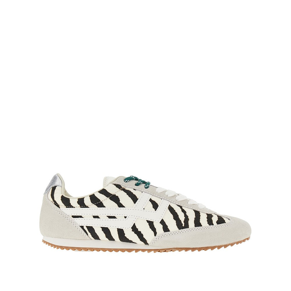 Zebra-striped calf-hair 'Racer 77' sneakers