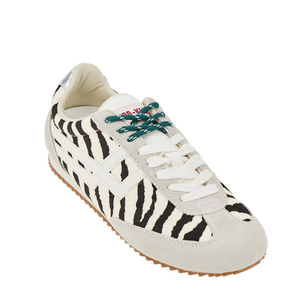Zebra-striped calf-hair 'Racer 77' sneakers