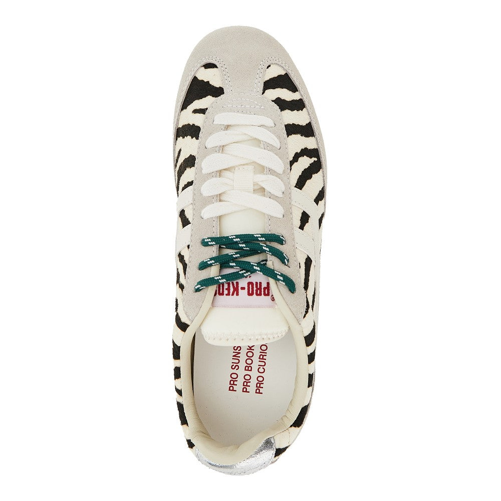 Zebra-striped calf-hair 'Racer 77' sneakers