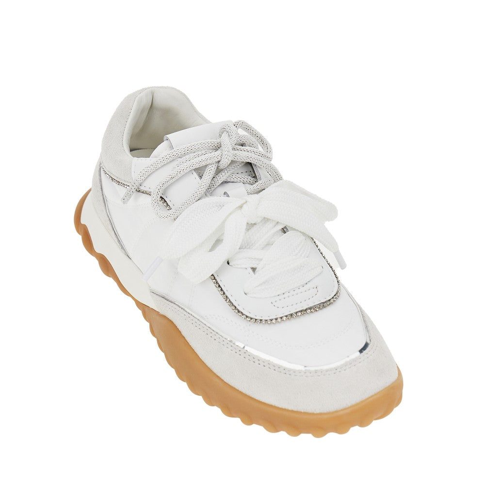 Suede leather and nylon sneakers