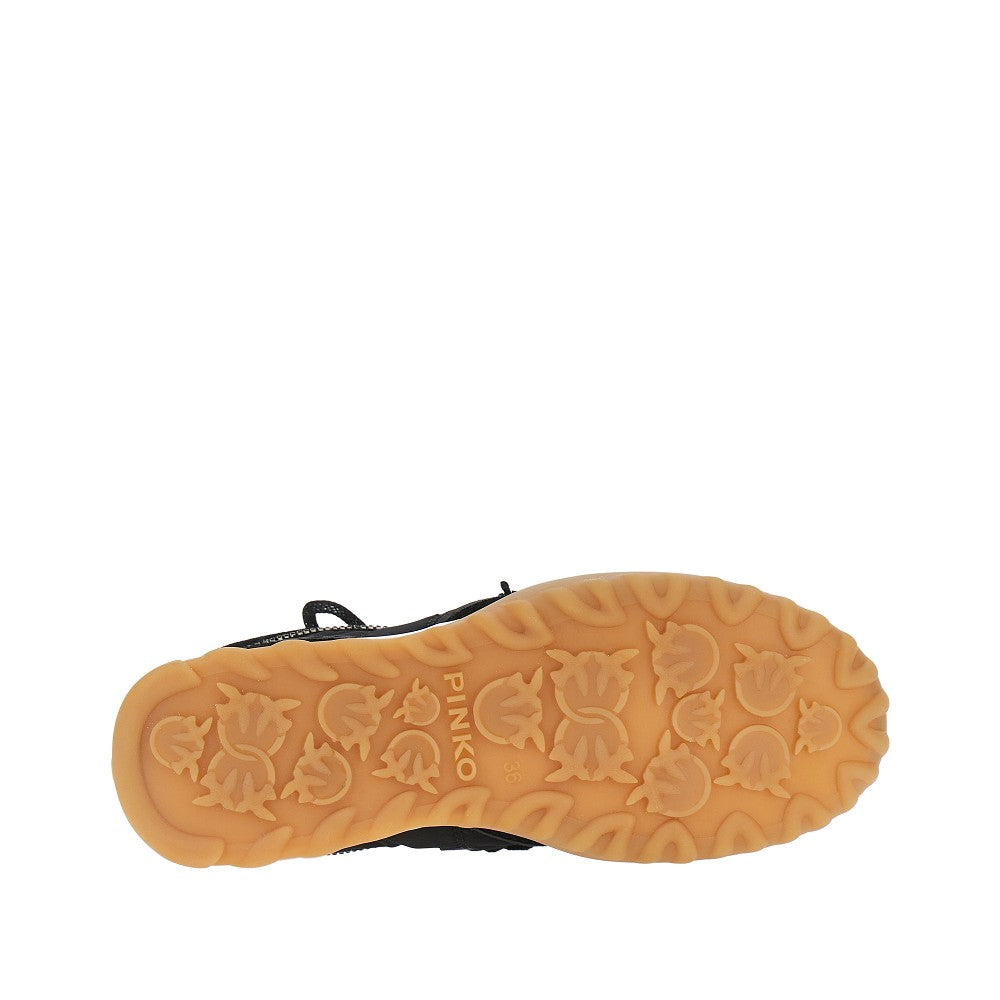 Suede leather and nylon sneakers