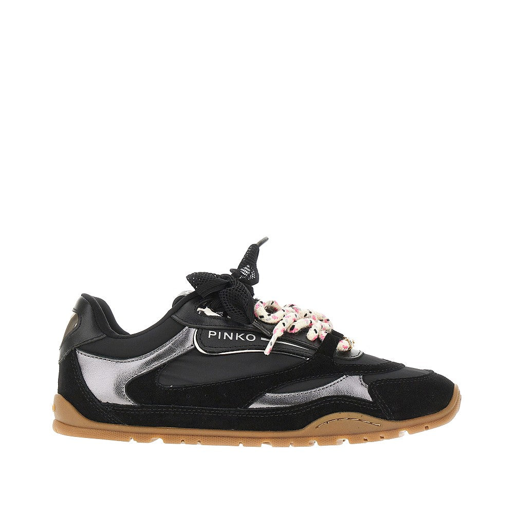 Suede leather and nylon sneakers
