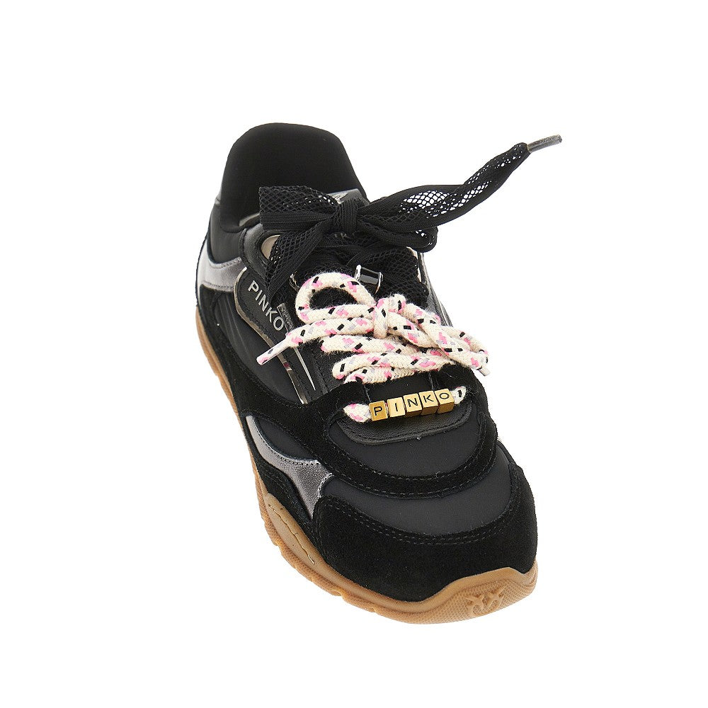 Suede leather and nylon sneakers