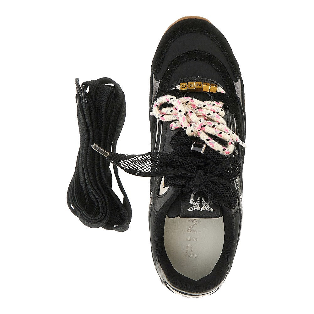 Suede leather and nylon sneakers