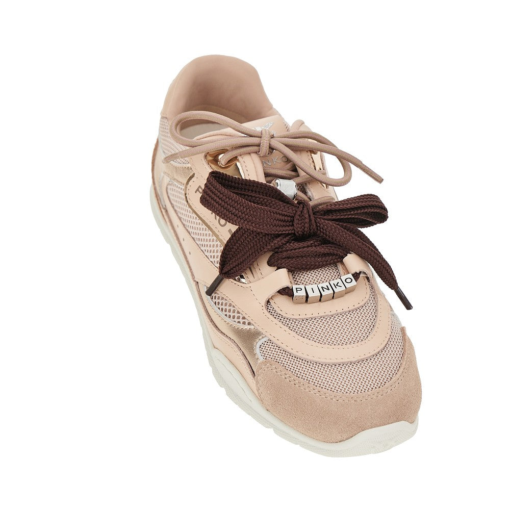 Leather and mesh sneakers
