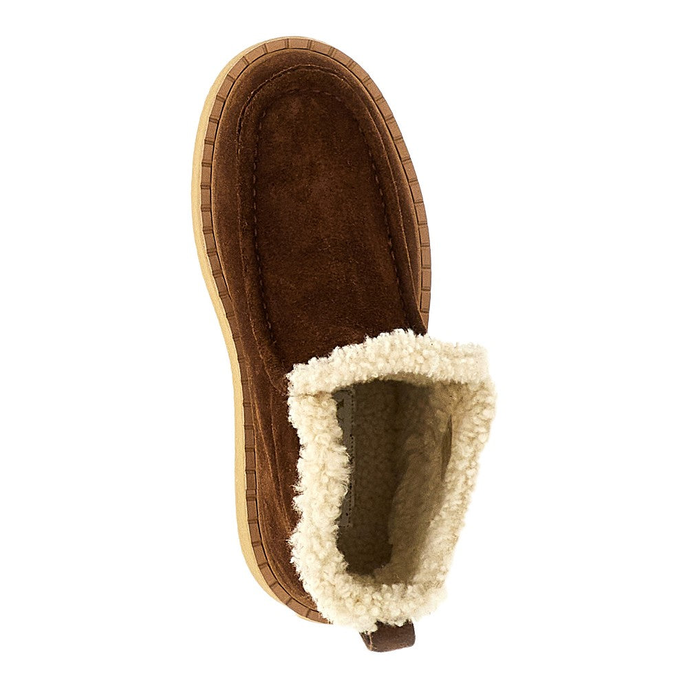 Stivaletti in pelle scamosciata e shearling