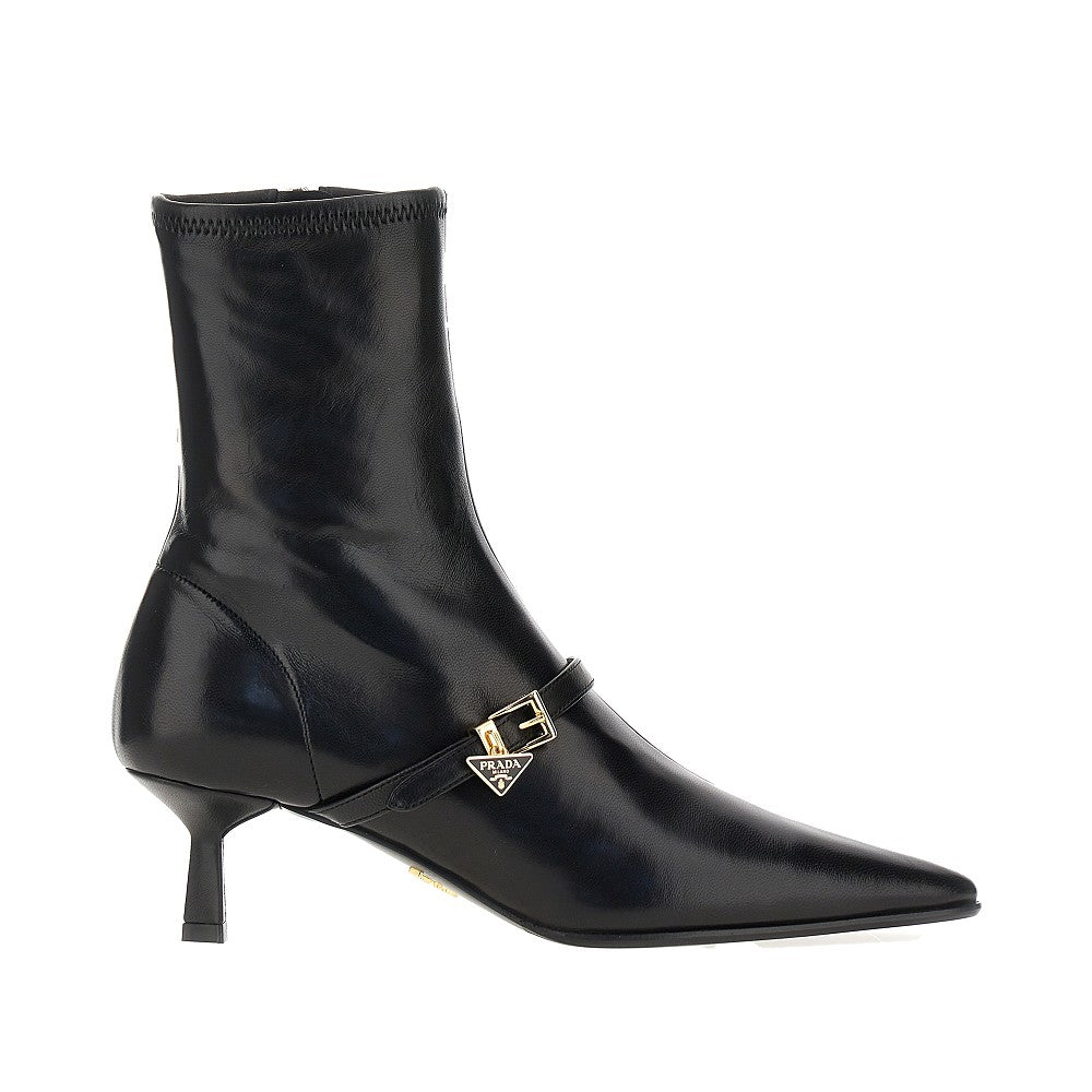 Stretch nappa leather ankle boots