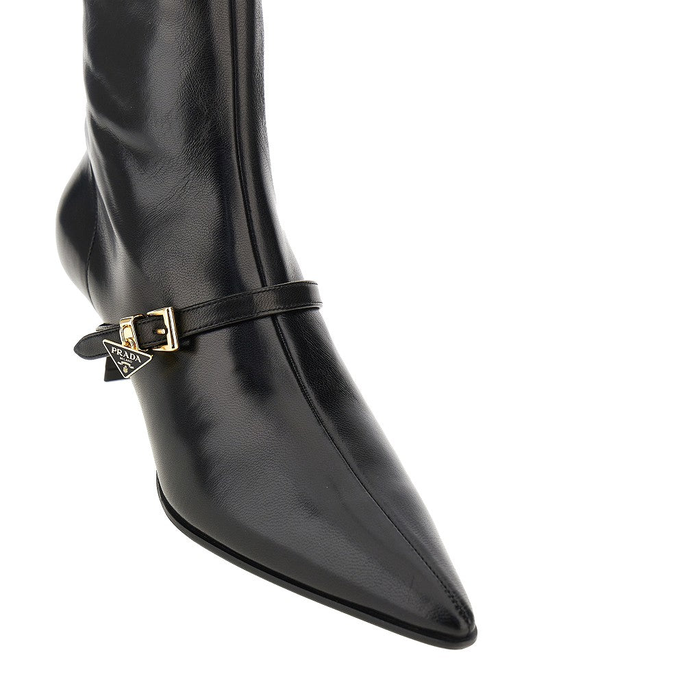 Stretch nappa leather ankle boots