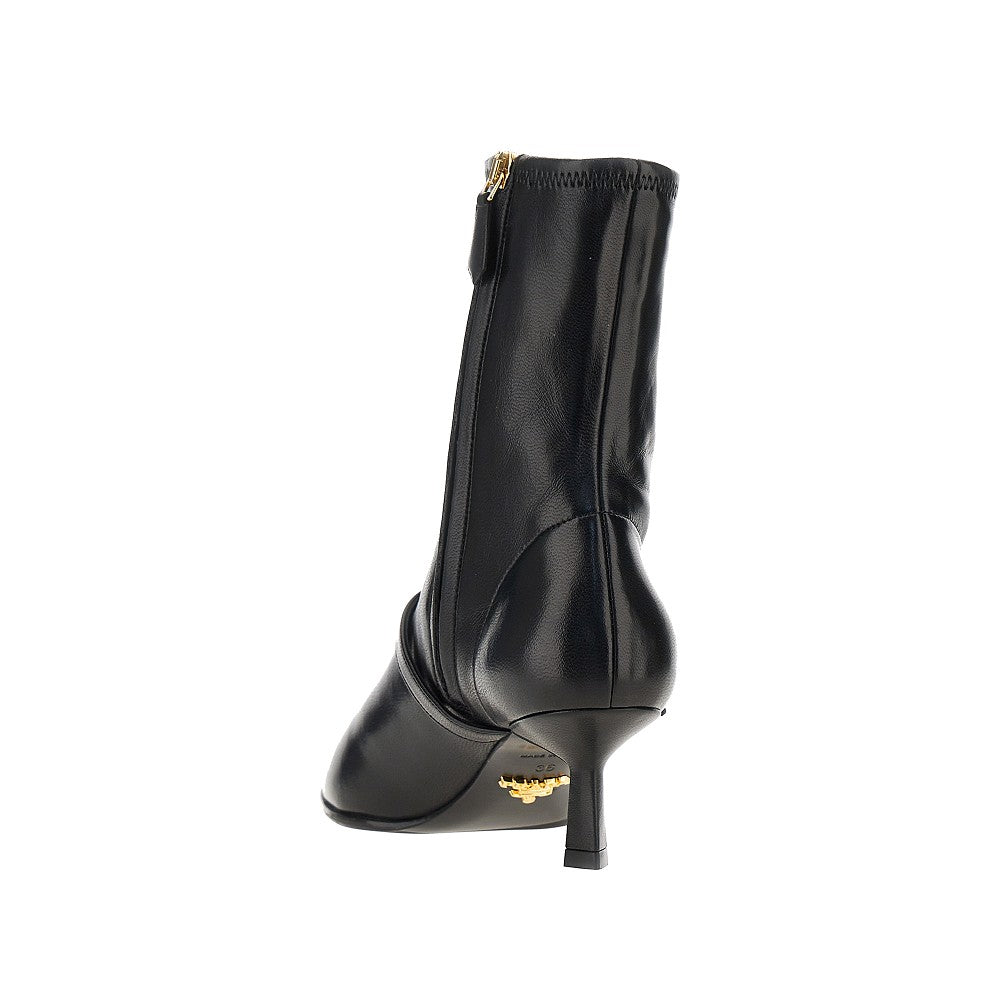 Stretch nappa leather ankle boots
