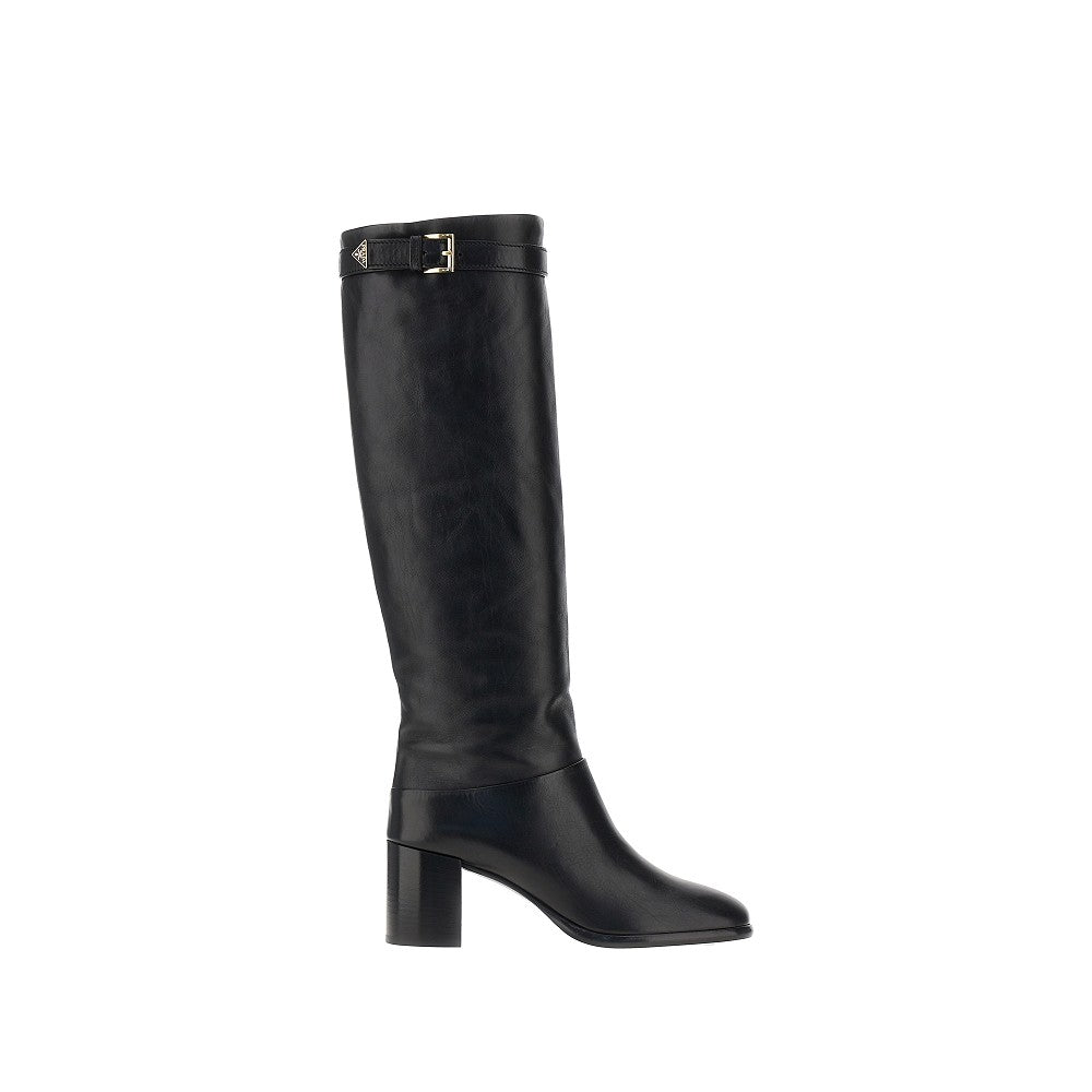 Leather boots with triangle logo