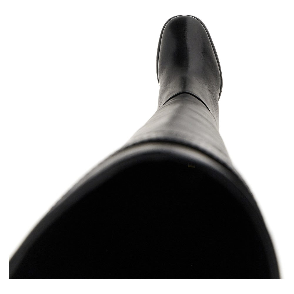 Leather boots with triangle logo