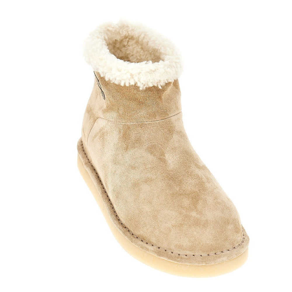 Suede leather ankle boots with logo