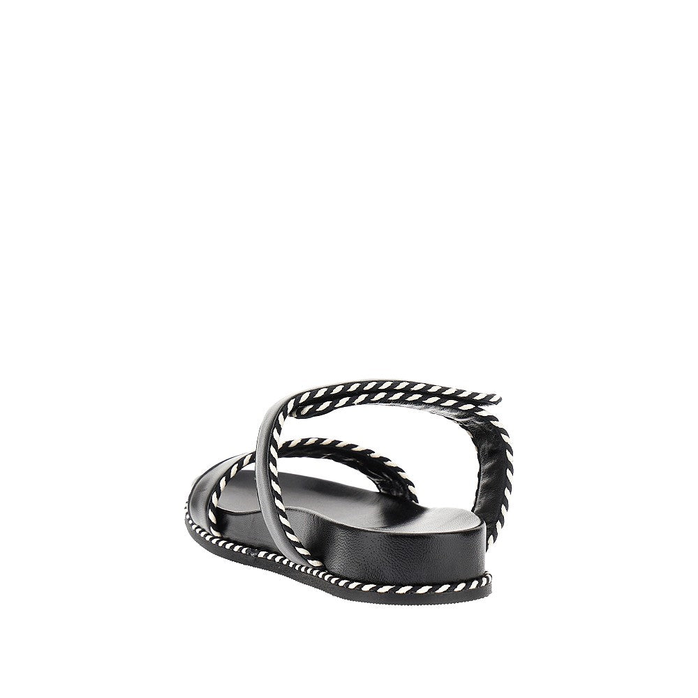 Nappa leather double-strap slides