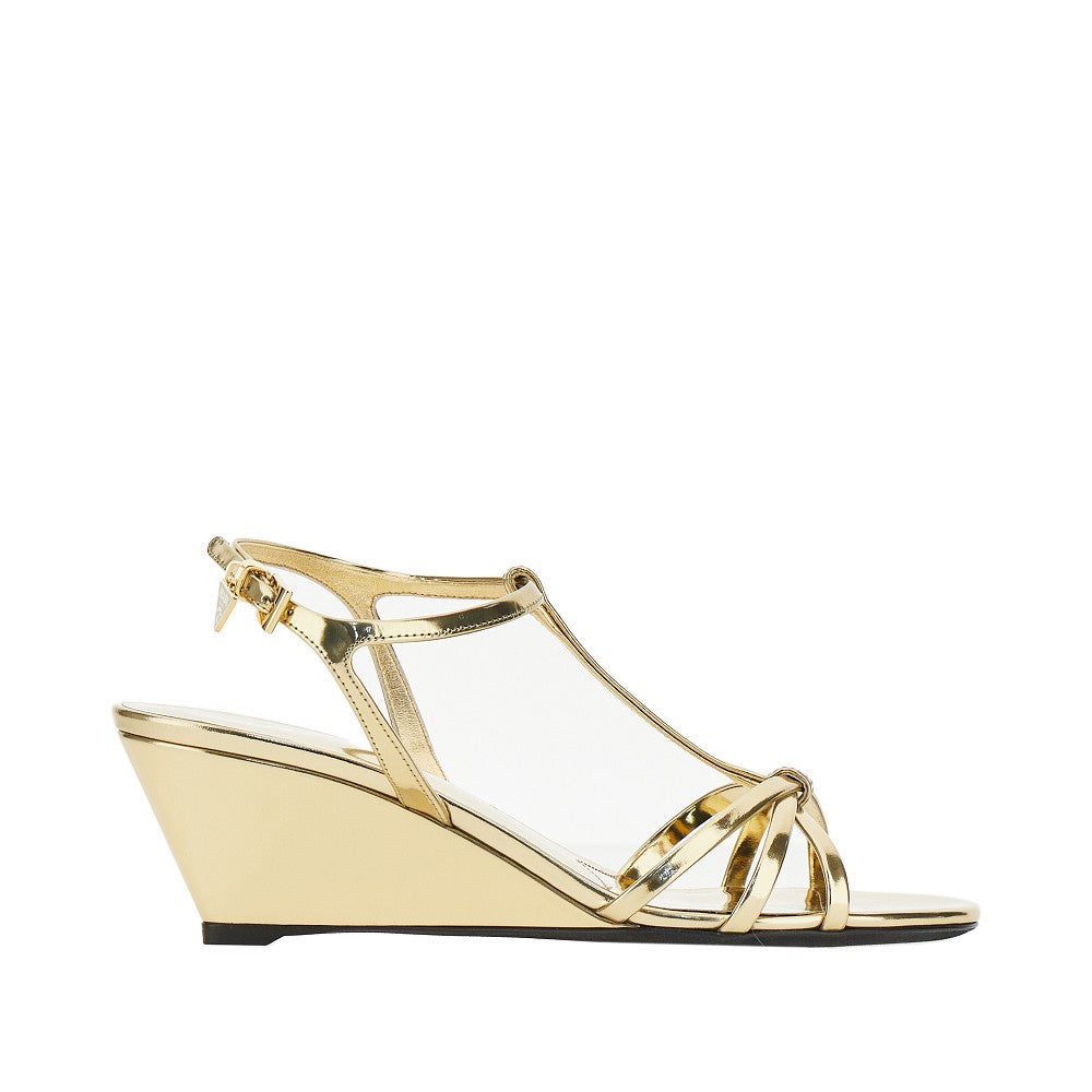 Sandali in pelle metallizzata