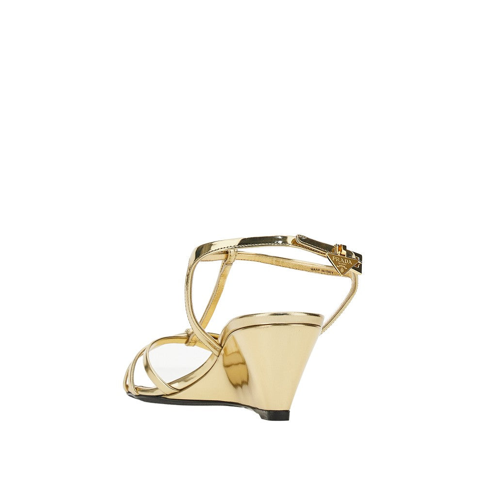 Sandali in pelle metallizzata