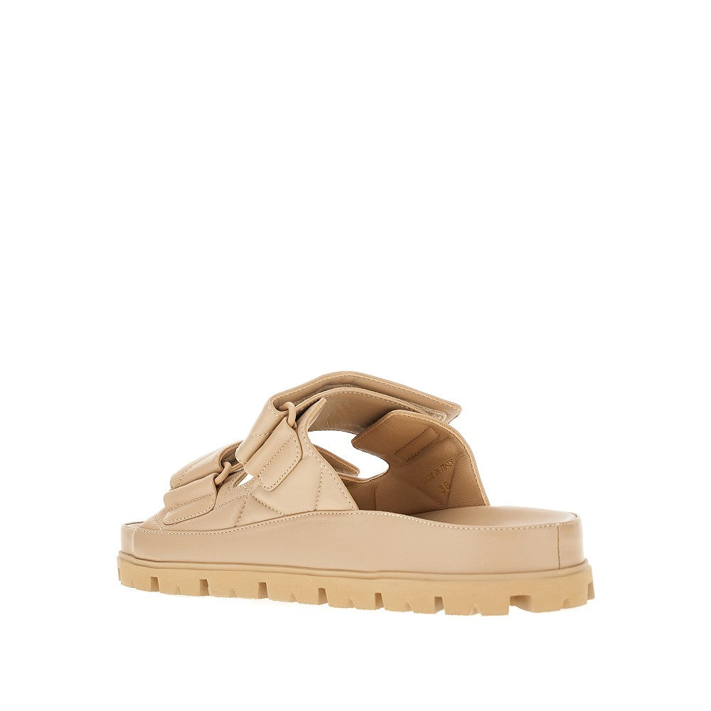 Nappa leather double strap slides