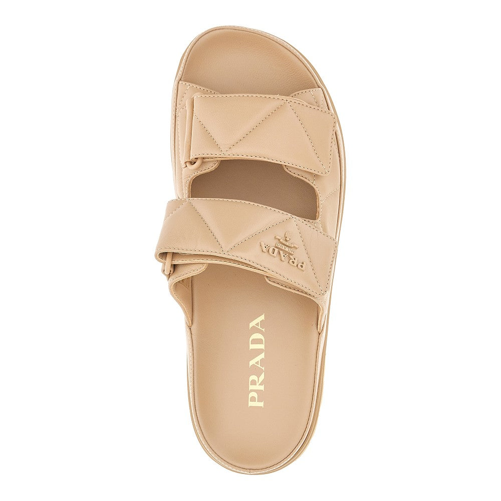 Nappa leather double strap slides
