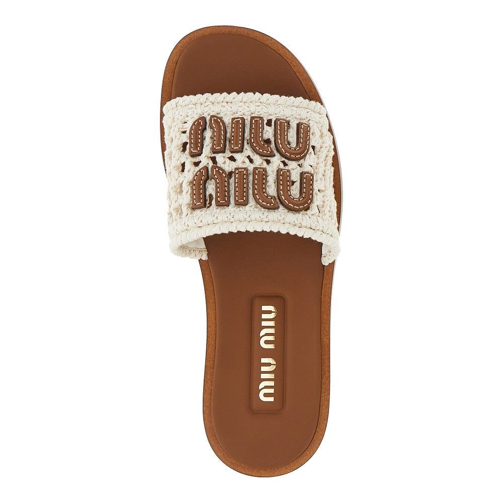 Mules in cotone crochet con logo