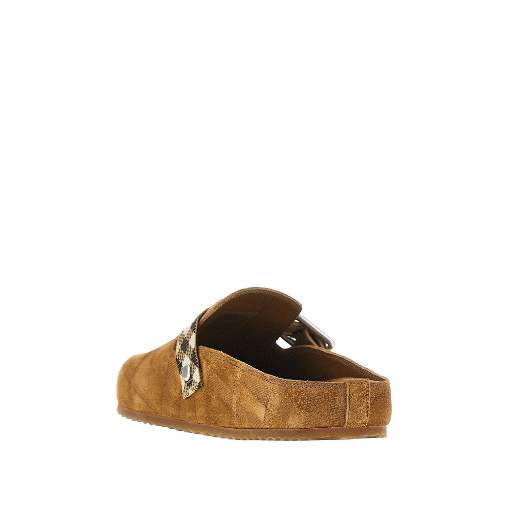 Check suede leather 'Urchin' clogs