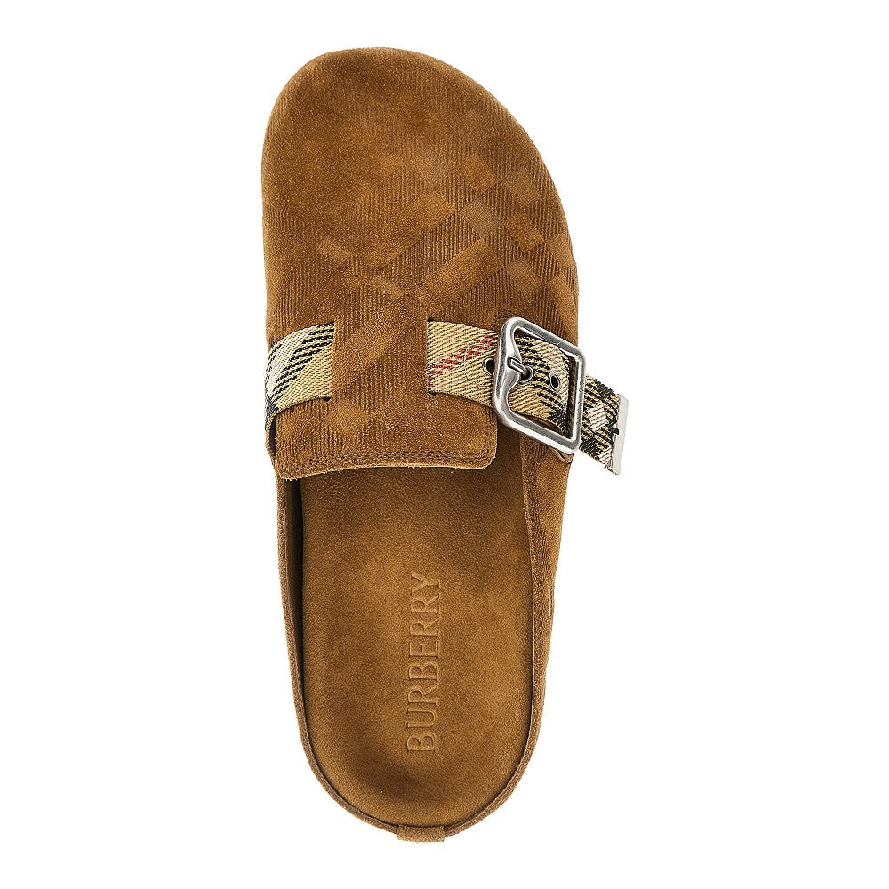 Check suede leather 'Urchin' clogs