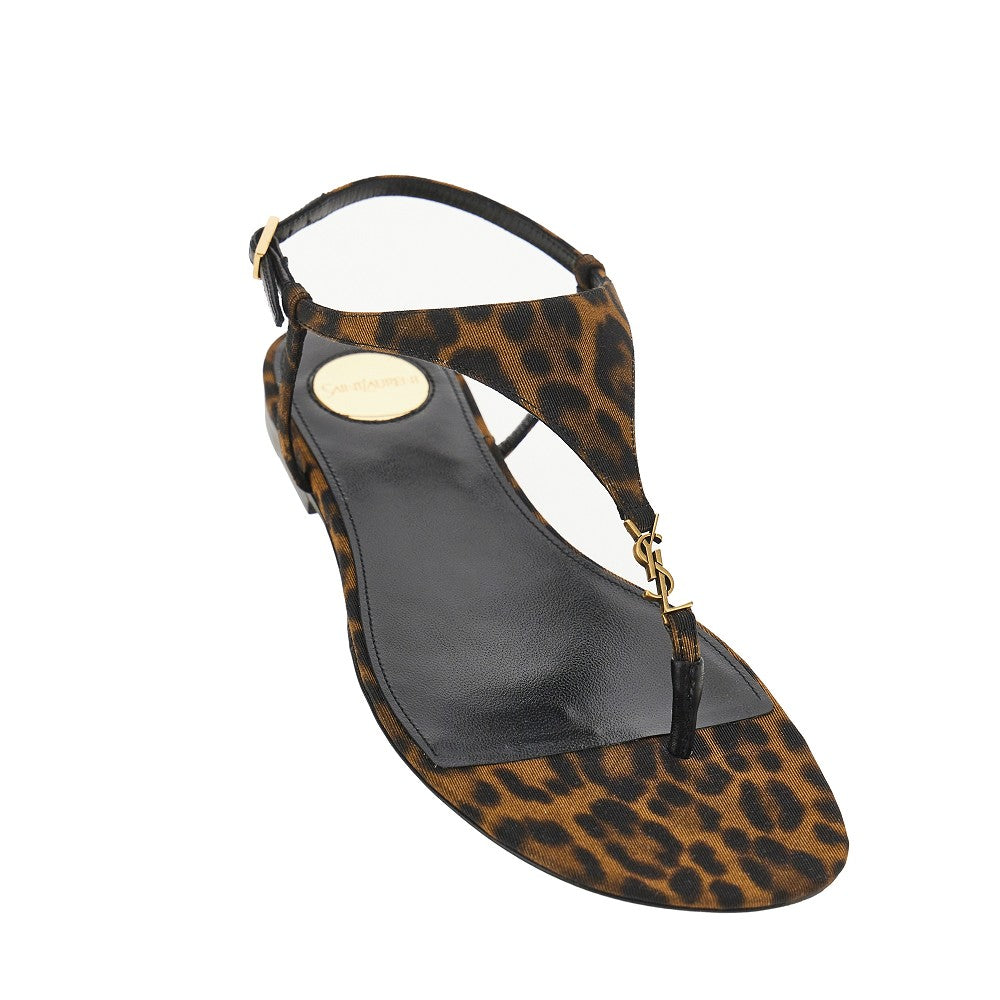 Leopard-print gros-grain 'Cassandra' sandals