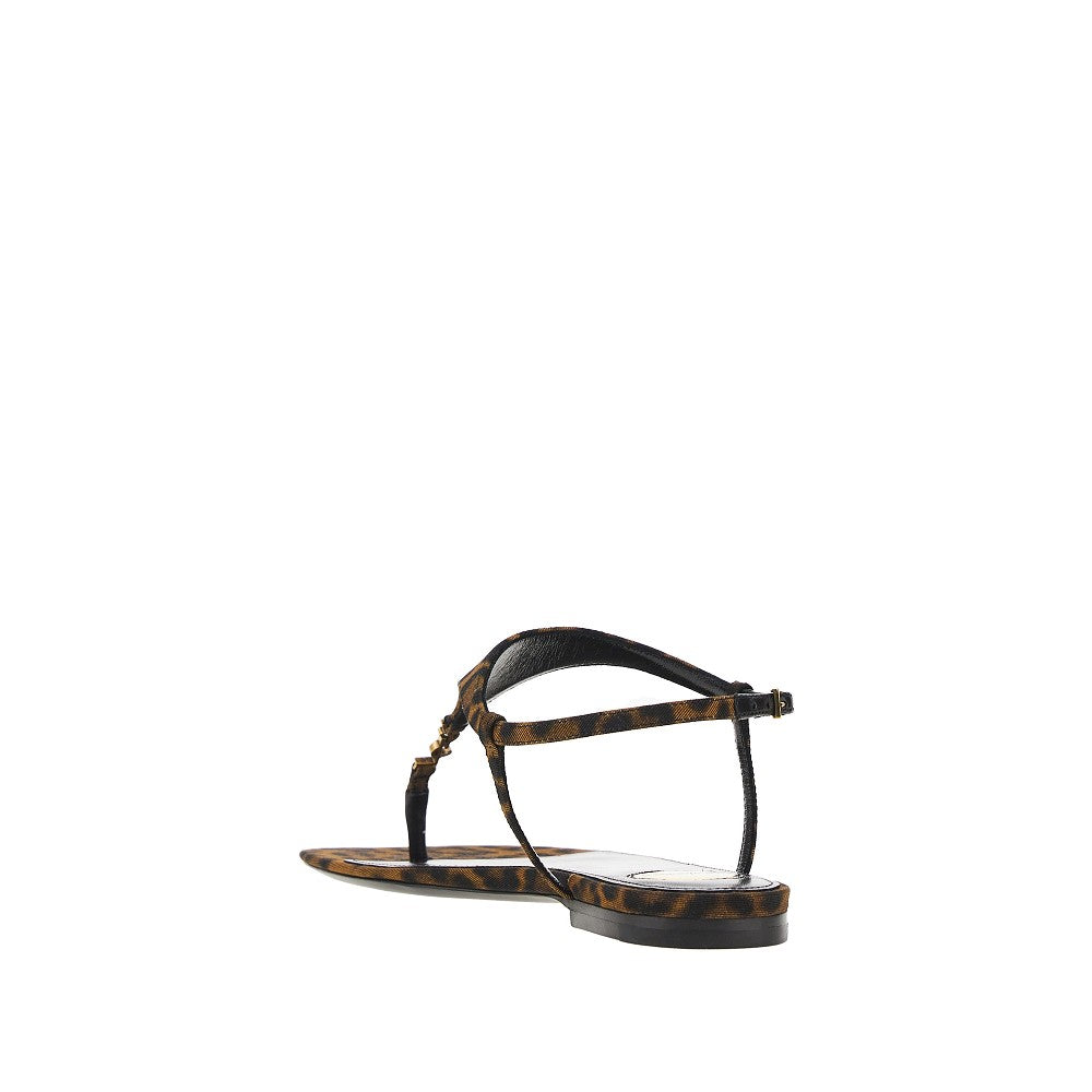 Leopard-print gros-grain 'Cassandra' sandals