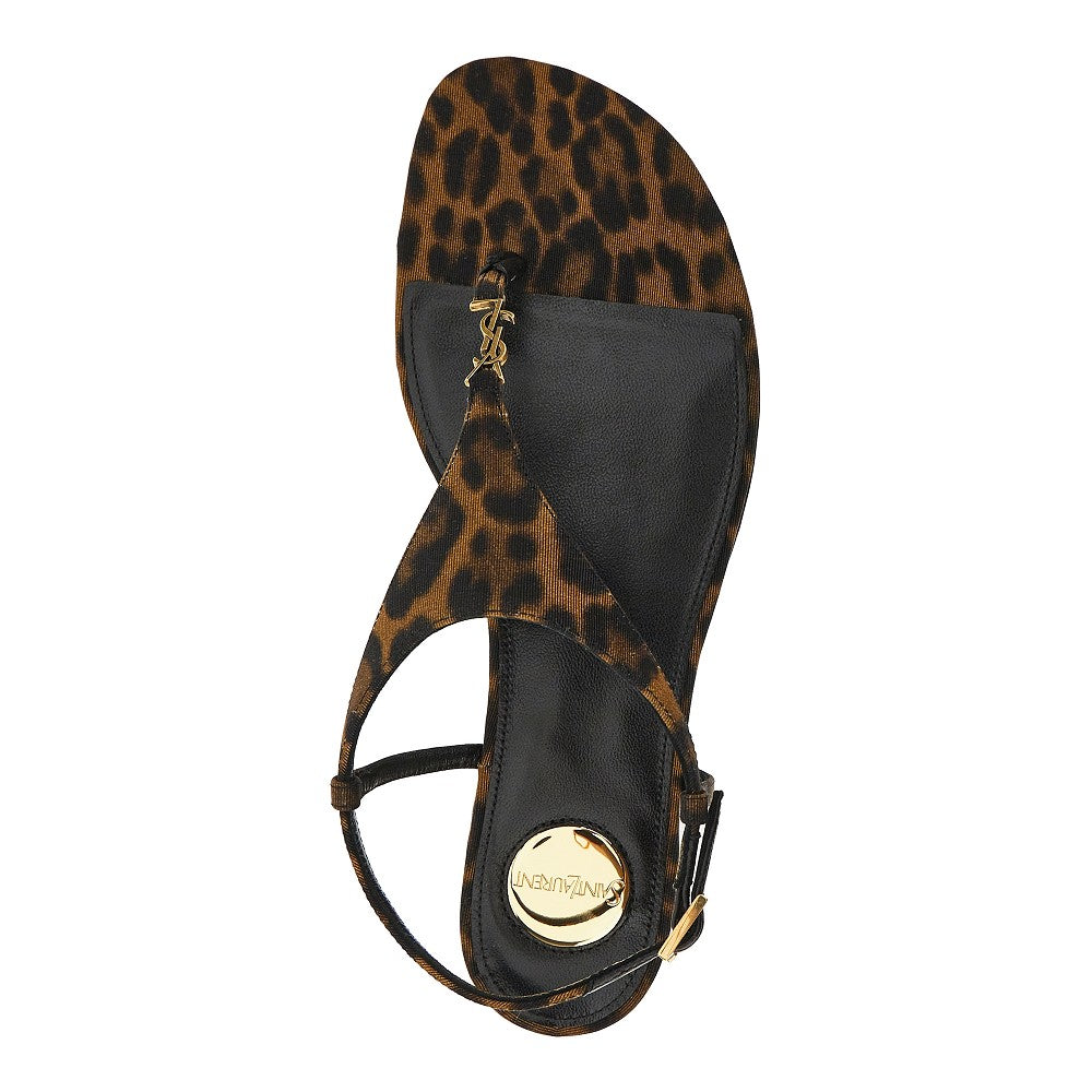 Leopard-print gros-grain 'Cassandra' sandals