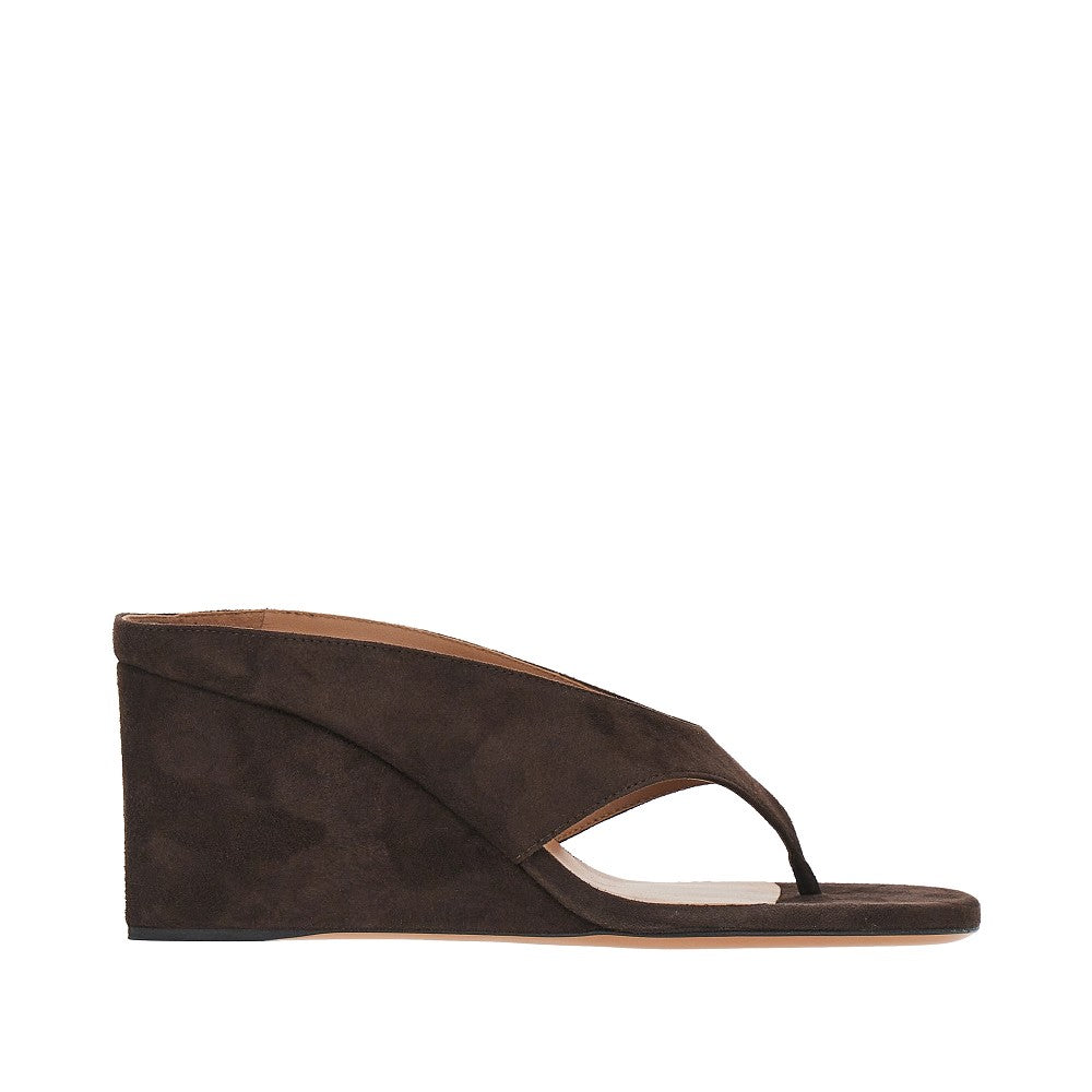 Suede leather 'Cube' thong mules