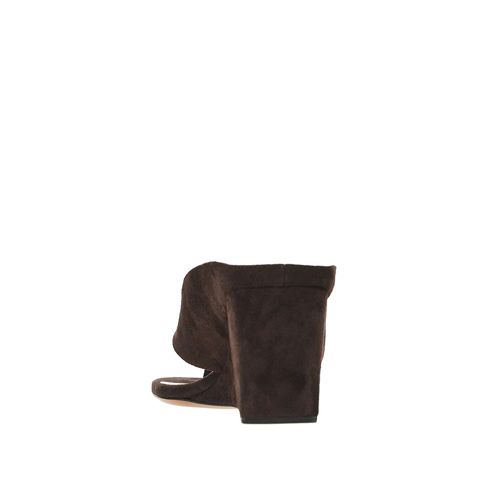 Suede leather 'Cube' thong mules
