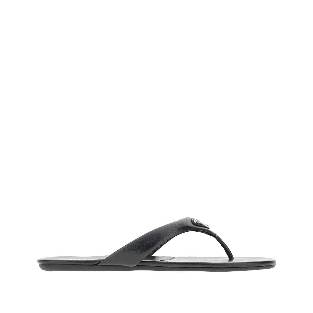 Nappa leather thong slides with logo