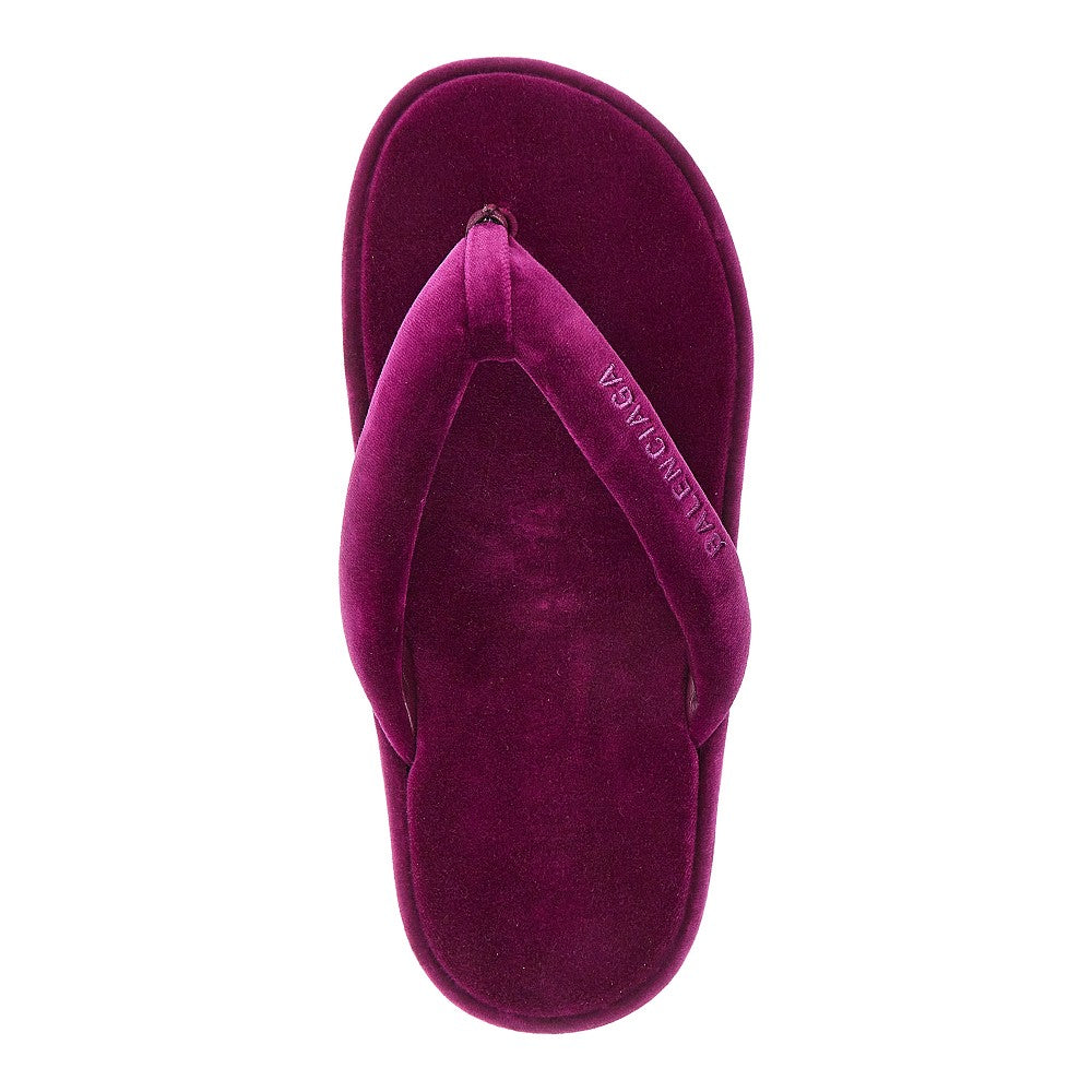 'Jet Lag' velvet thong slides