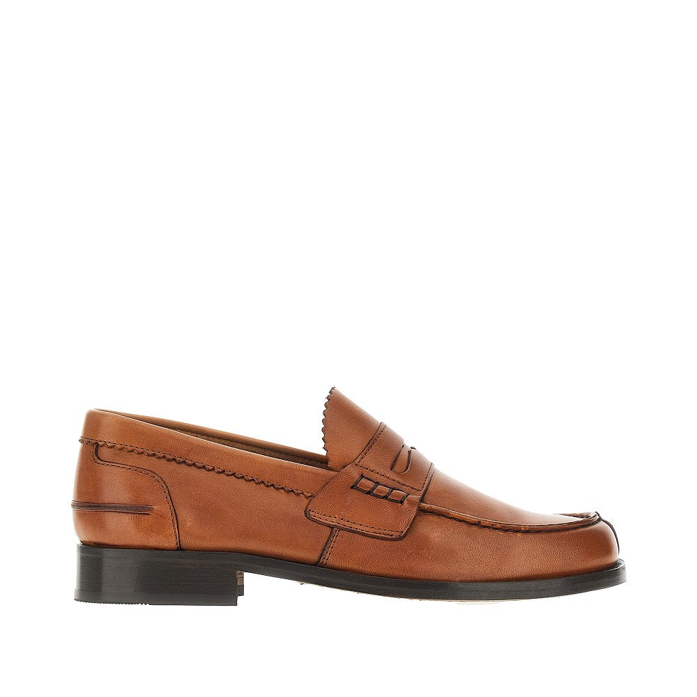 Brushed leather loafers