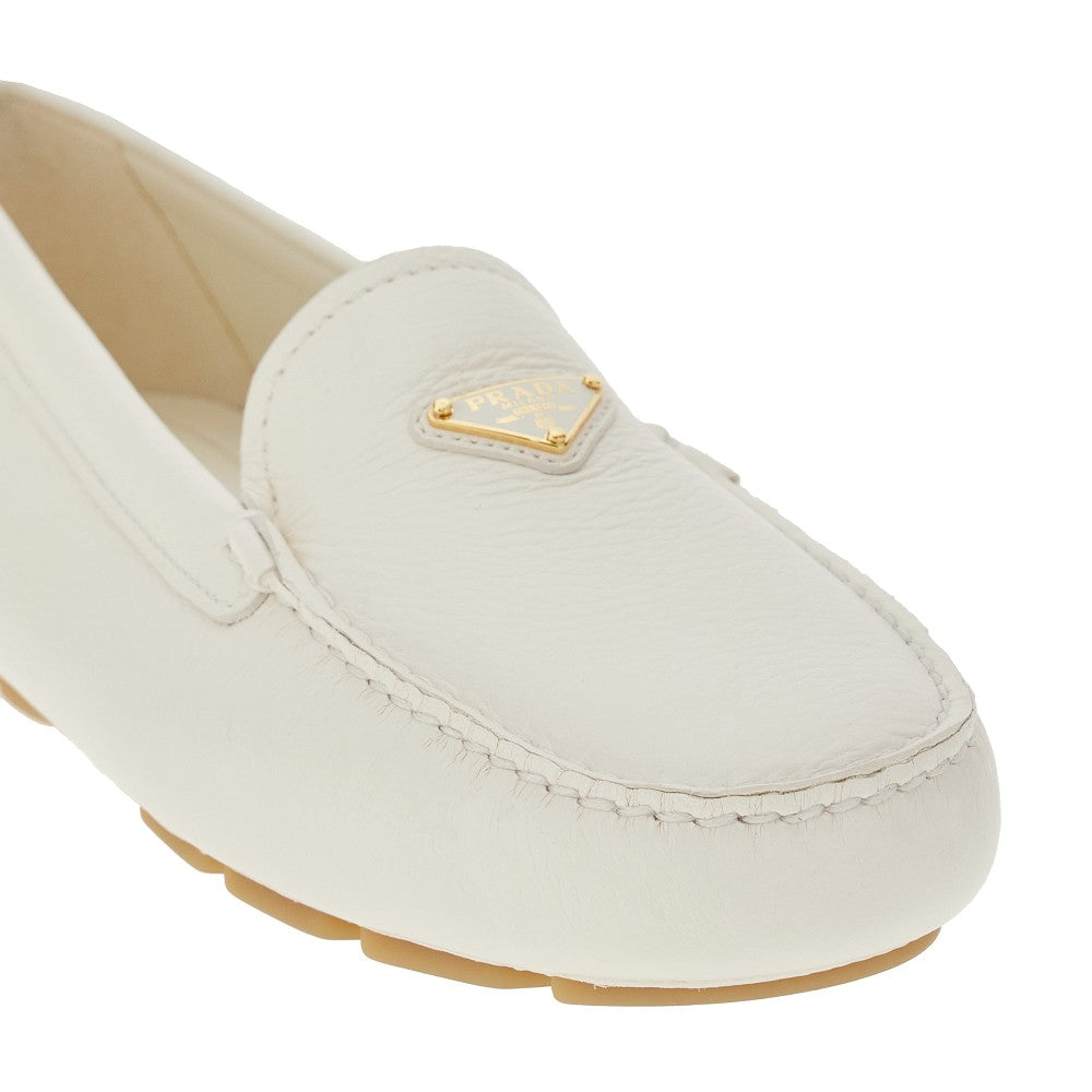 Leather loafers with triangle logo