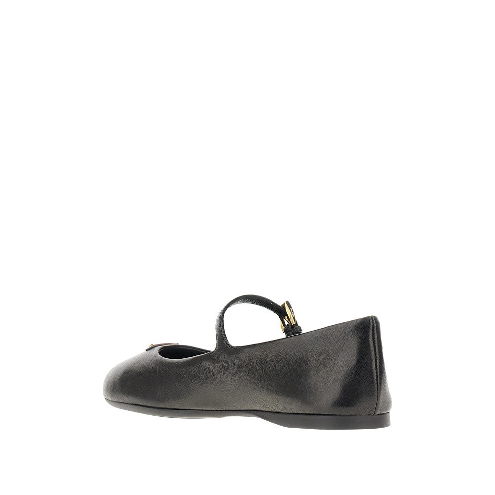 Nappa leather ballerinas with triangle logo