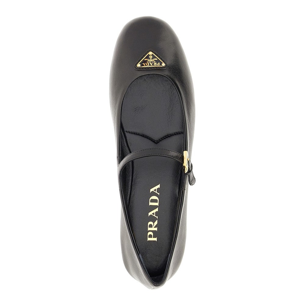 Nappa leather ballerinas with triangle logo