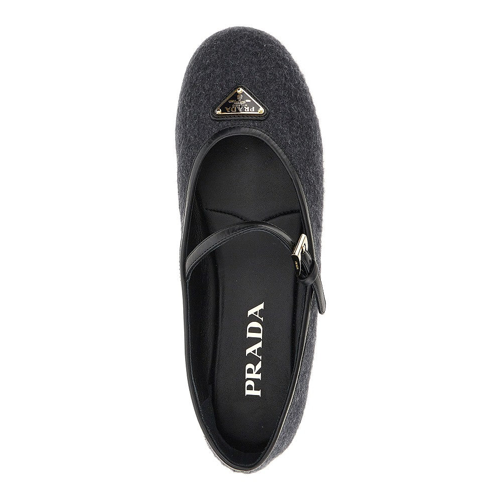 Ballerine in lana con logo triangolo