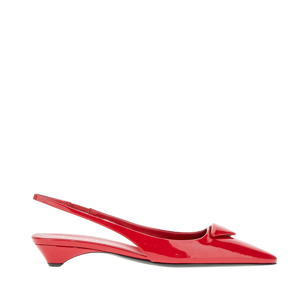 Patent leather slingback with logo