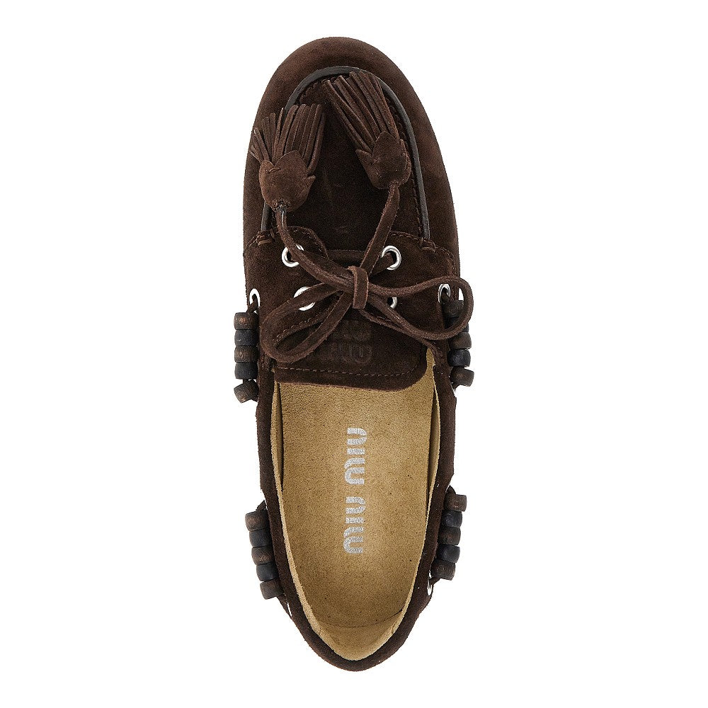 Mocassini Deck in suede con nappine