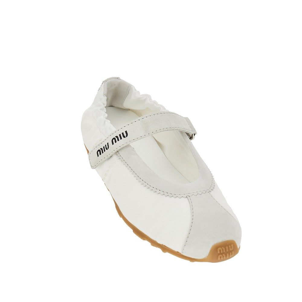 Nylon and suede leather ballet flats