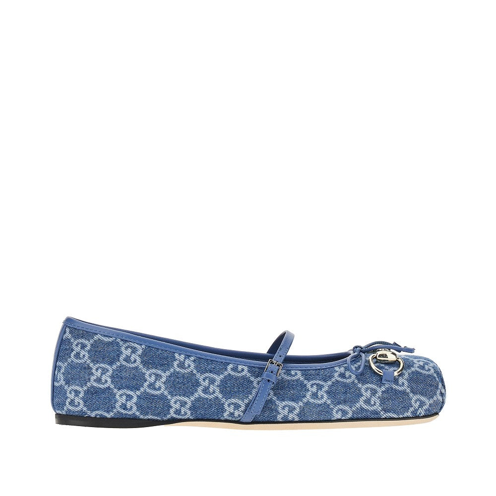 GG denim ballet flats with Horsebit