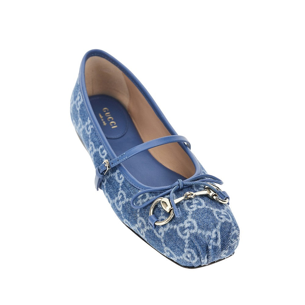 GG denim ballet flats with Horsebit