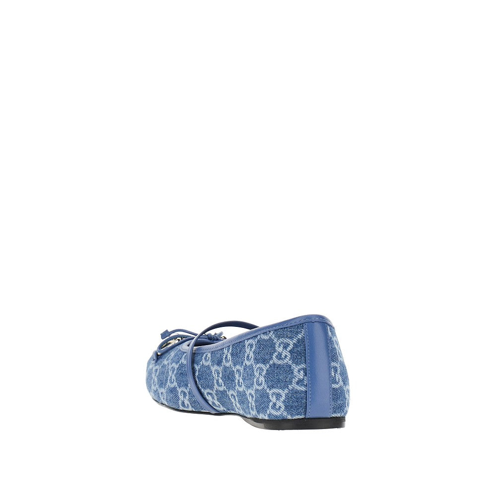 GG denim ballet flats with Horsebit