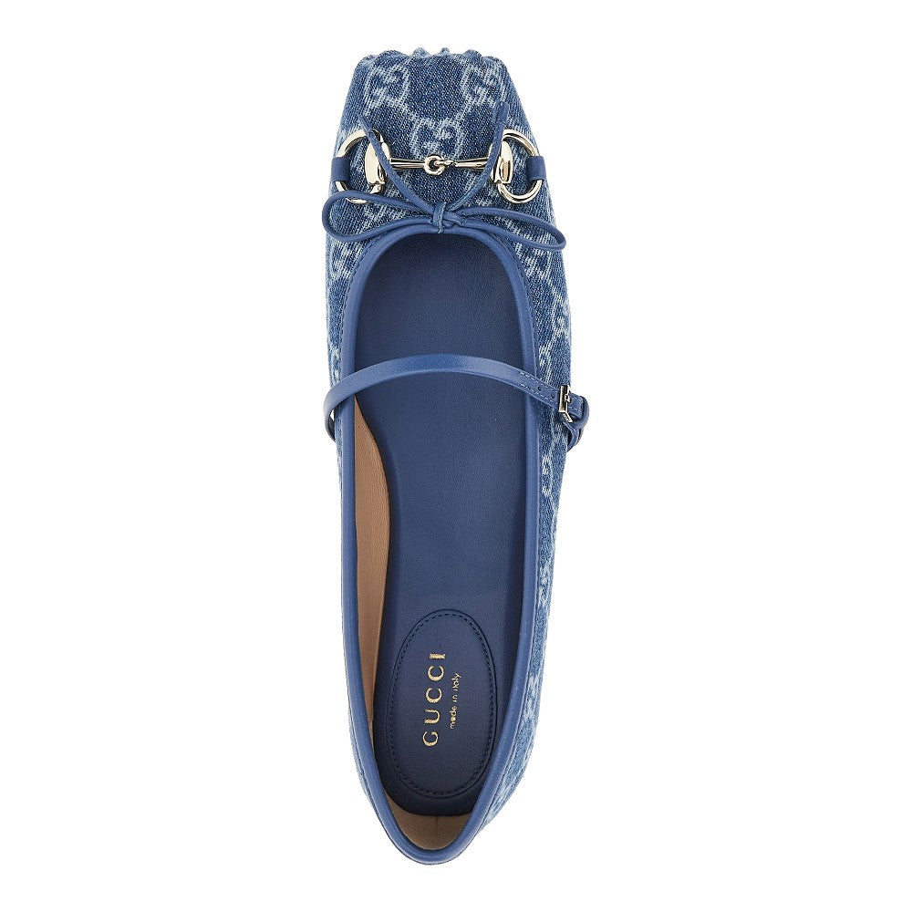 GG denim ballet flats with Horsebit