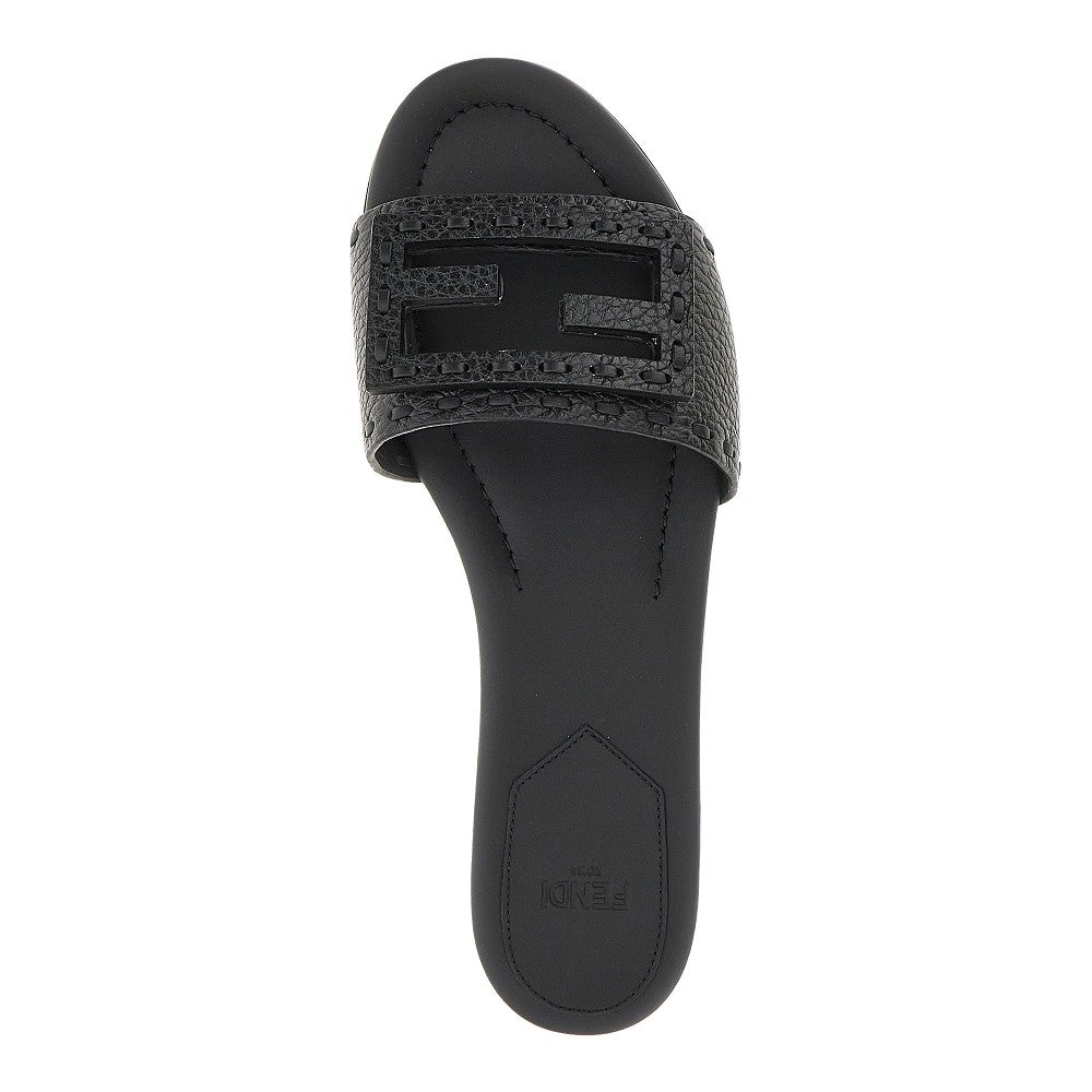 'Baguette' grained leather slides