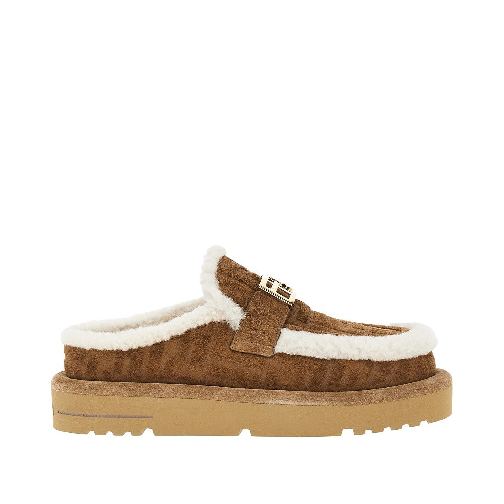 Sabot FF in pelle scamosciata e montone