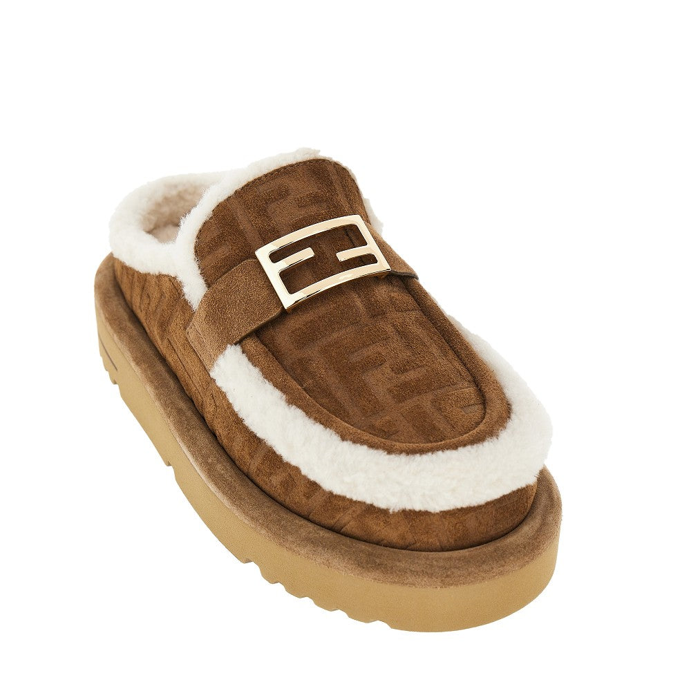 Sabot FF in pelle scamosciata e montone