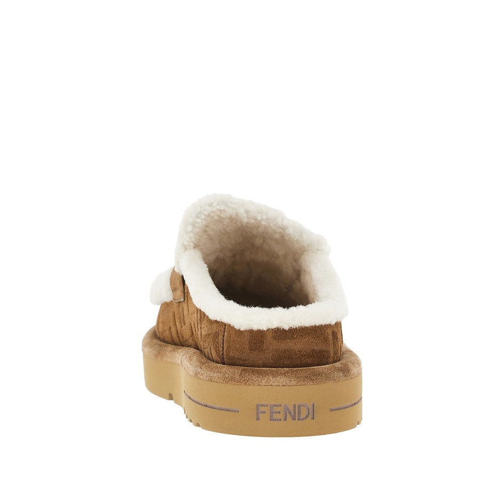 Sabot FF in pelle scamosciata e montone