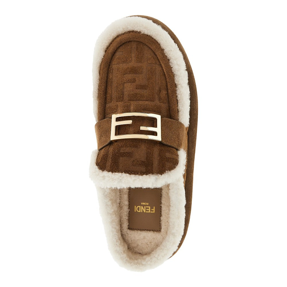Sabot FF in pelle scamosciata e montone