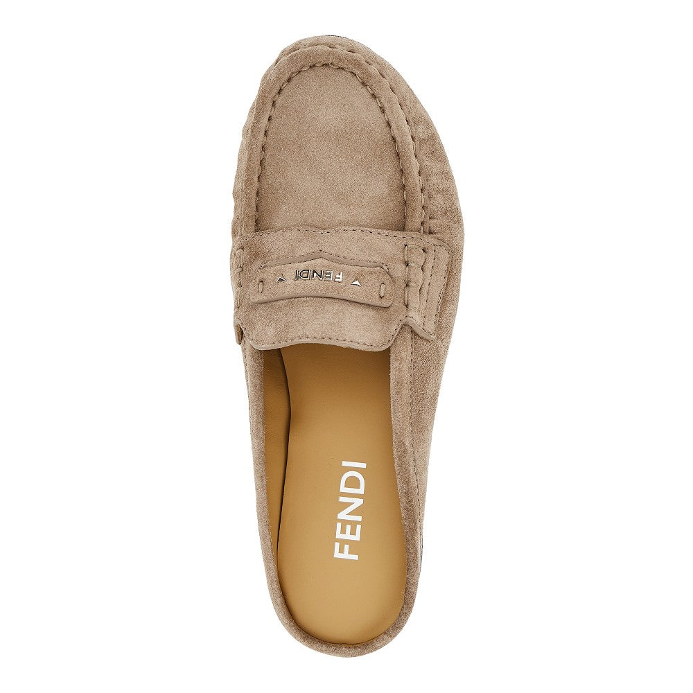 'Fendi Scrunch' suede leather sabot
