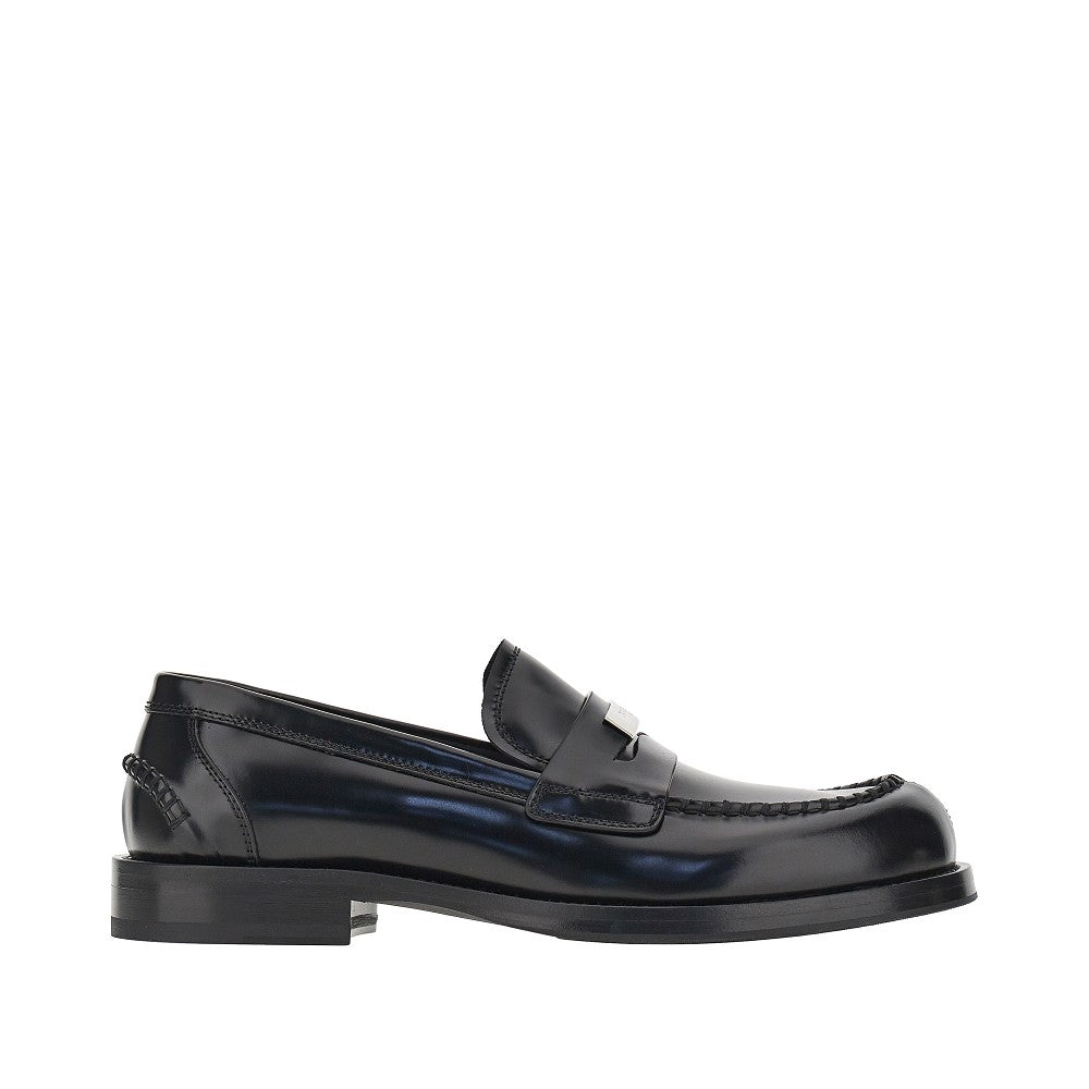 Logo plate leather loafers